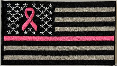 USA FLAG PATCH WITH PINK RIBBON.